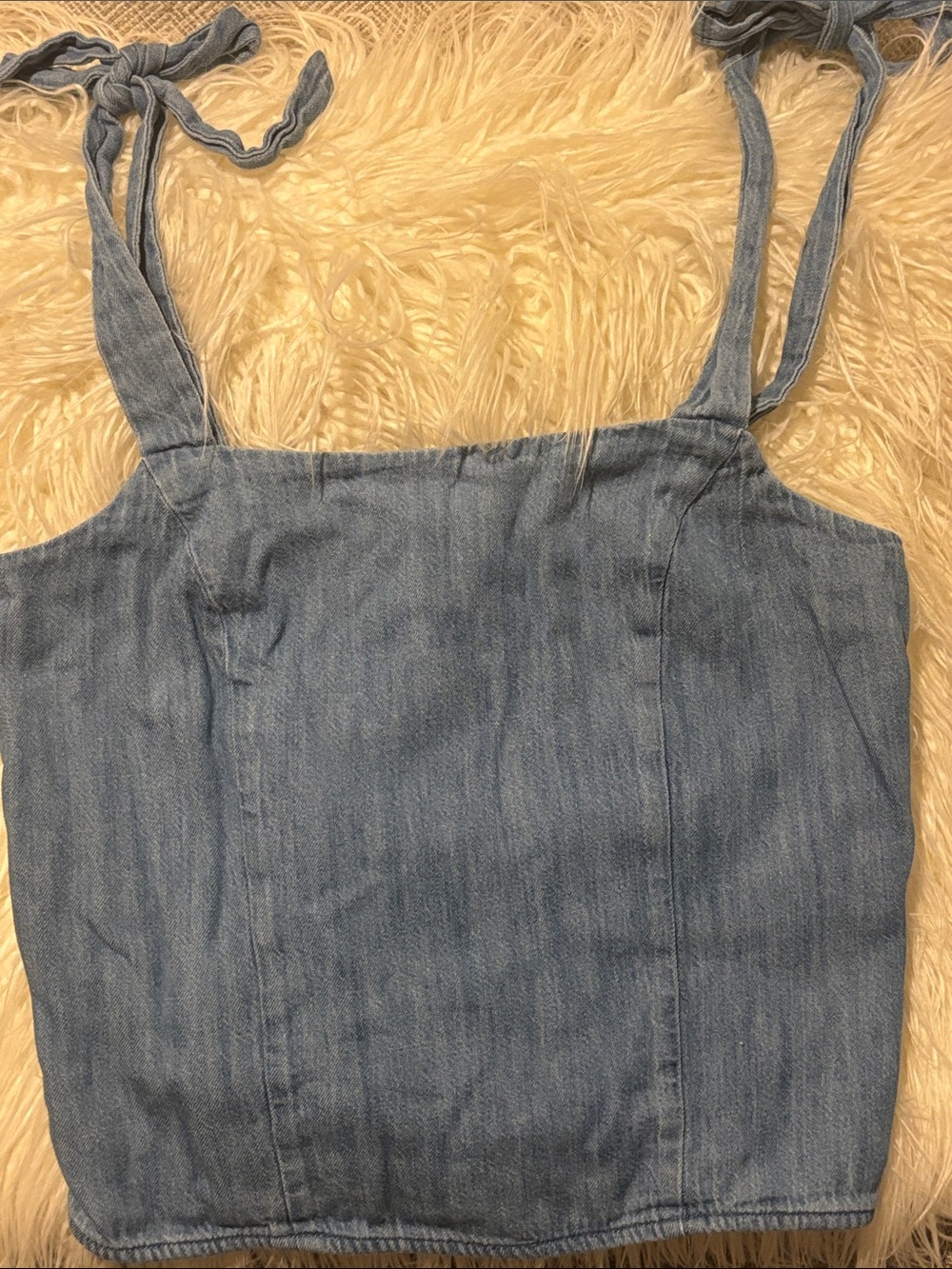 Old Navy Light Blue Denim Tie-Strap Tank Top